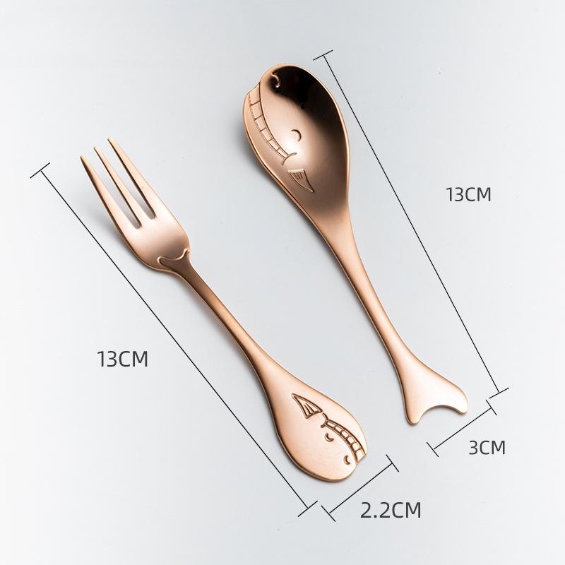 HANYANG Новая креативная милая ложка в виде дельфина, кофейная ложка из нержавеющей стали 304, нож и вилка, ослепительная цветная ложка для перемешивания