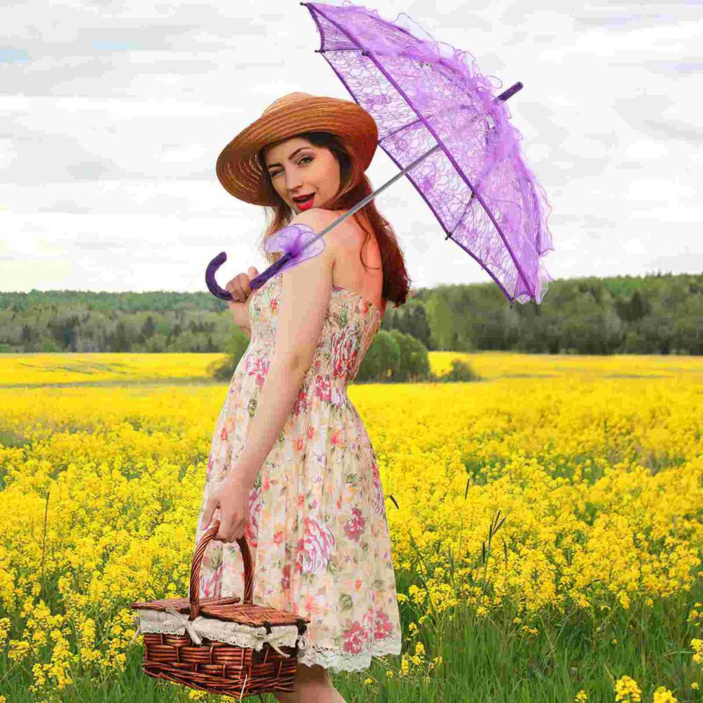 Кружевной зонтик фото реквизит платья подружек невесты элегантный зонтик в стиле вестерн для девочек фиолетовый железный свадебный белый