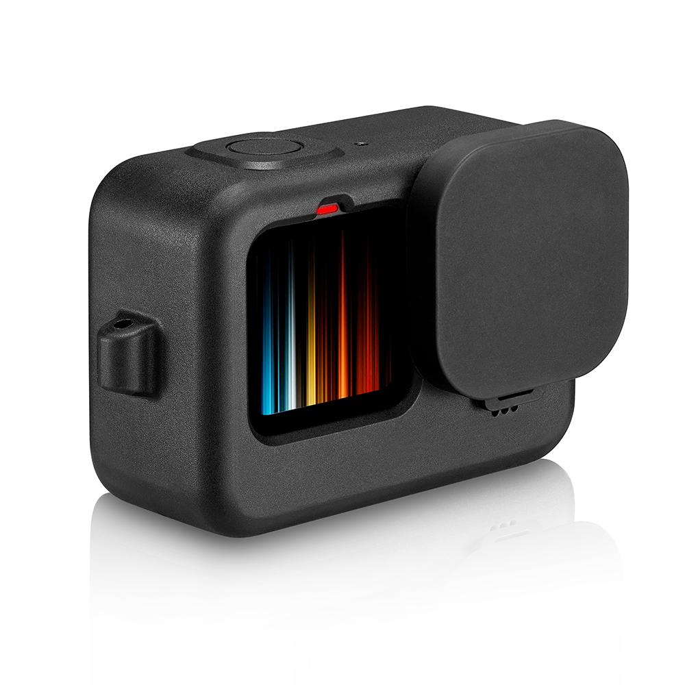 Силиконовый чехол для GoPro Hero12 11 10, черное закаленное стекло, защитная пленка для экрана, крышка объектива, аксессуары для GoPro9