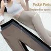 LANGSHA Женские спортивные леггинсы-стрейч с карманами, облегающие, для йоги