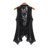 Scarf Collar Sleeveless Irregular Draped Hem Lace-up Vest Jacket Women Back