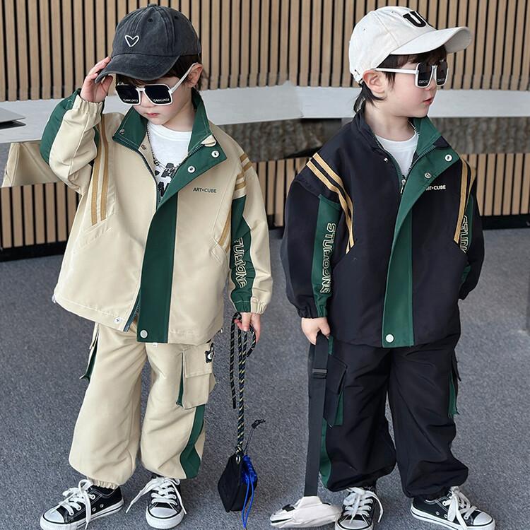 Костюмы для мальчиков, красивый спортивный корейский вариант осеннего костюма из двух частей, детская повседневная мода, детская одежда