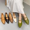 Туфли на плоской подошве из натуральной кожи с острым носком в стиле ретро, универсальные, из мягкой коровьей кожи, женские