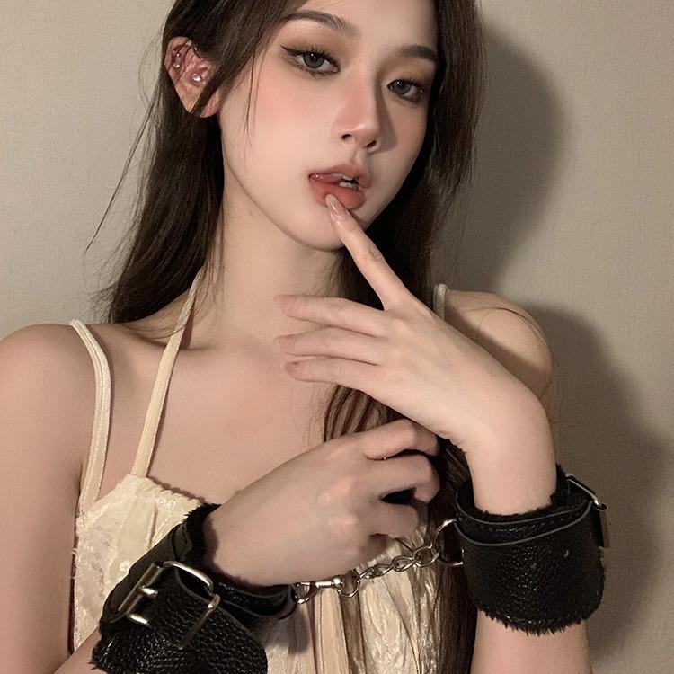 Plush Leather PU Handcuffs & Anklets - Soft Shackles for Photo Props & Cosplay.