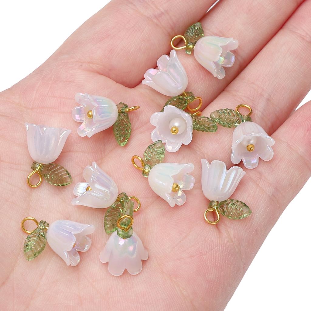 11x14mm 2-10Pcs acrylic lily of the valley flower bud beads plated with colored loose beads, handcrafted DIY making jewelry 2029