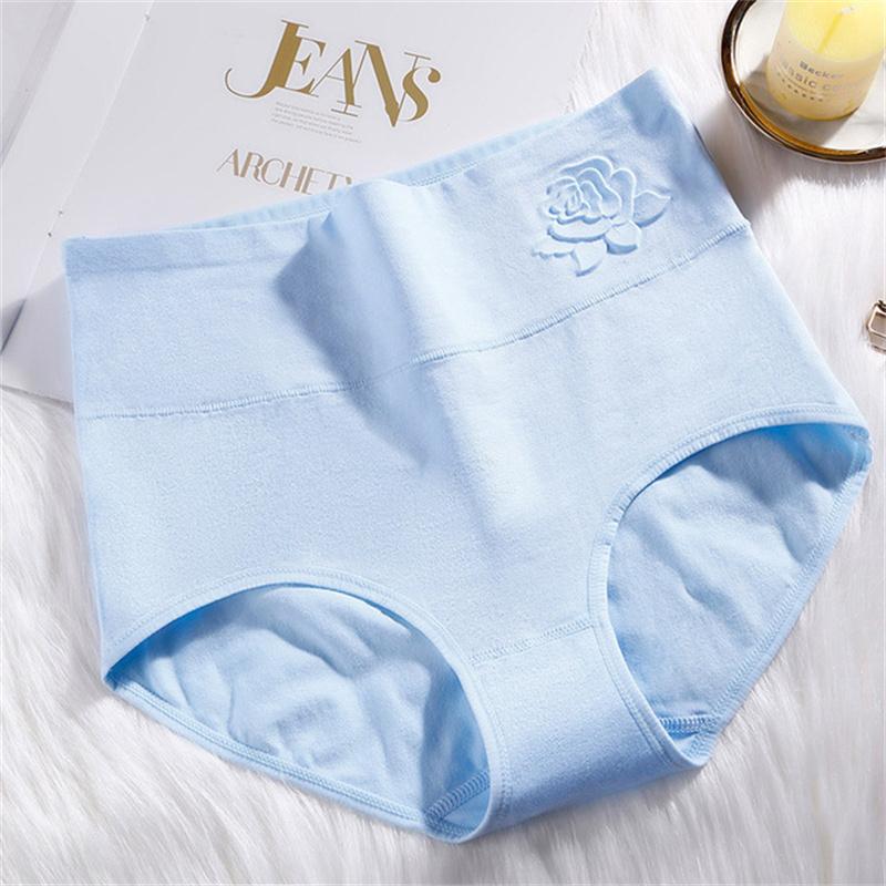 Panties Cotton Women Large Size Elastic Soft Ladies Underwear Breathable Sexy Embossed High Waist Briefs