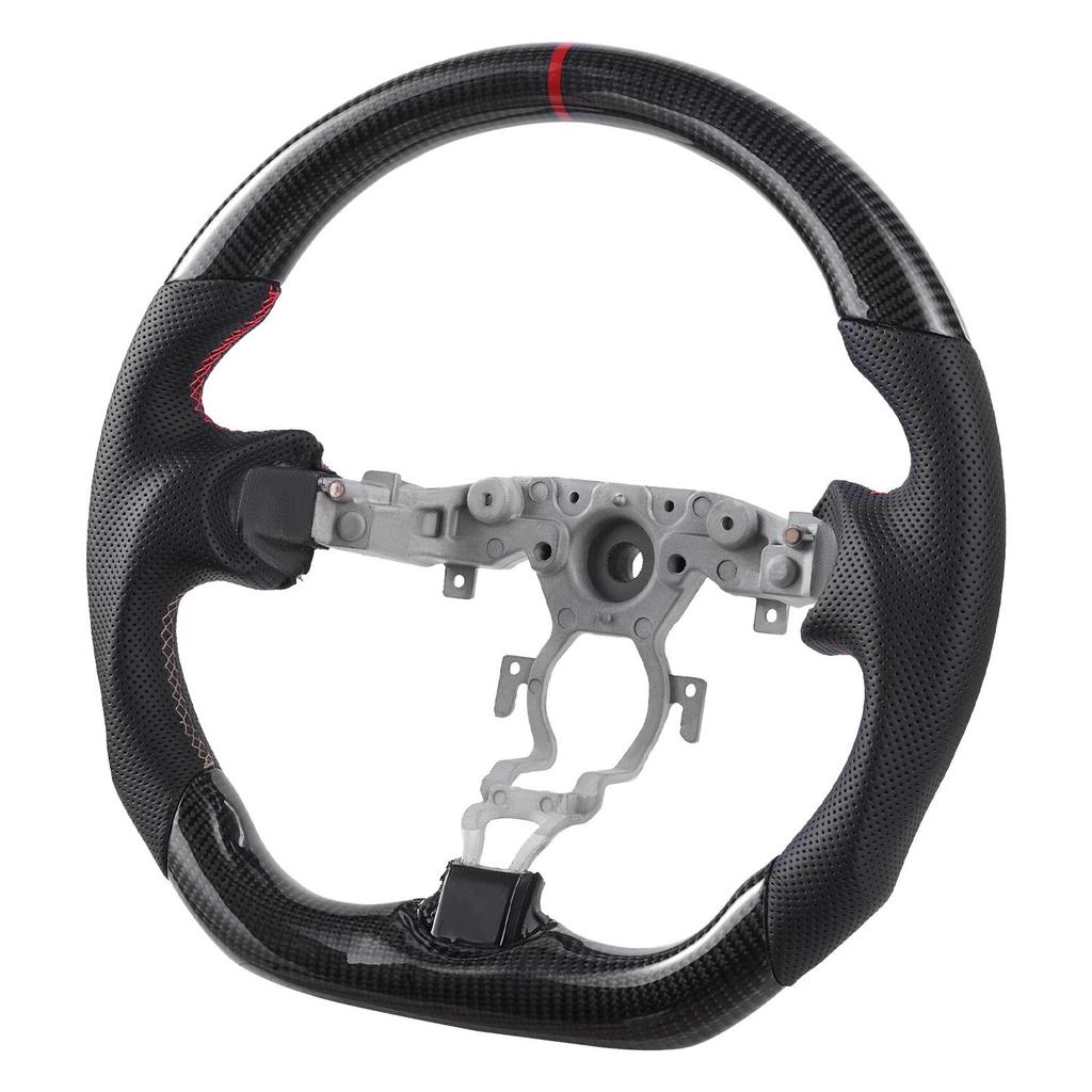 Steering Wheel for 2008-2020 Nissan 370Z, Carbon Fiber Steering Wheel D-Shaped Flat-Bottom, Leather Grip with Non-Slip Texture & Precise Stitching,