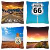 Наволочка Route 66 Retro, украшение для дома, полиэстер, наволочка для дивана, наволочка для автомобиля, натуральный пейзаж, Funda Cojin