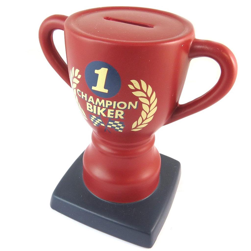 Les Trésors De Lily [N8638] - Копилка керамическая 'Чемпион Байкер' красная - 17x15x10 см