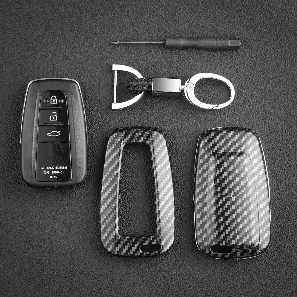 For Toyota Key Fob Cover, ABS carbon fiber pattern Key Fob Case Fit for 2017-2021 2022 2023 Toyota Corolla Camry RAV4 Highlander 4Runner Prius CH-R