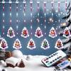 LED Christmas Curtain Lights Horizontal Fairy String Lights with Star Tree Design for Indoor Outdoor Xmas Party Decorations