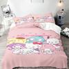 Серия Sanrio Набор постельного белья пододеяльник Kuromi для детей Размер King-size Роскошный чехол 100% Полиэстер 3 предмета Рождественские подарки Декор для дома