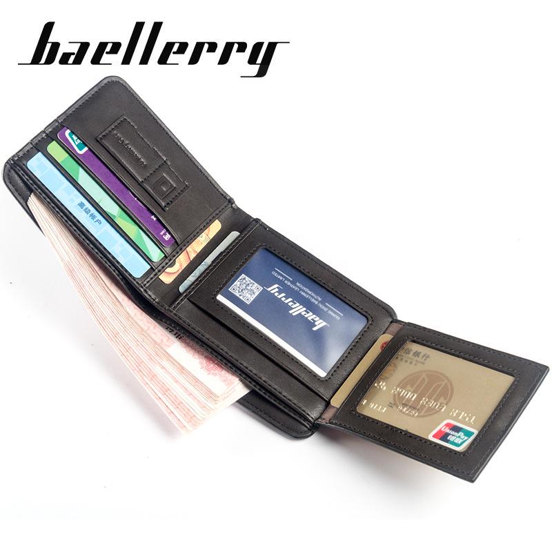 Baellerry Кожаные мужские кошельки Винтажный дизайн Держатель для визитных карточек Двойной кошелек Кошелек GZW