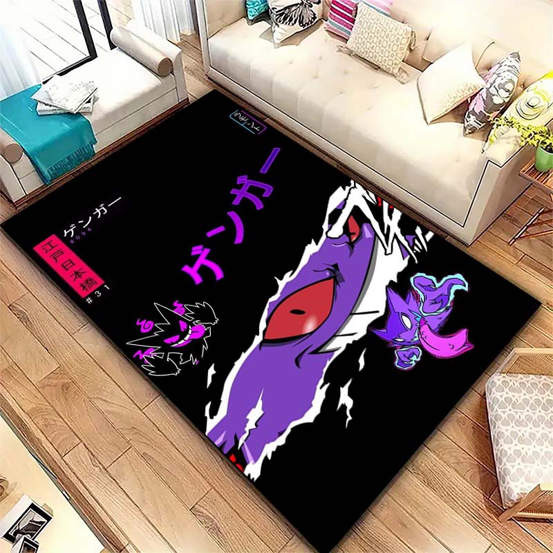 Gengar Printed Area Rug Cartoon Ghost Pattern Non-Slip Floor Mat Soft Carpet for Bedroom Living Room Decor