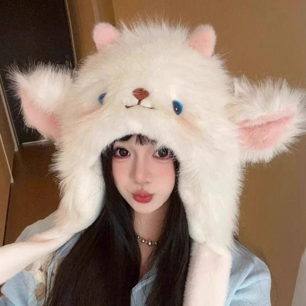 Anti-cold Winter Plush Hat Windproof Fluffy Ear Protection Cap Lamb Ears Warmer Hat  Shopping