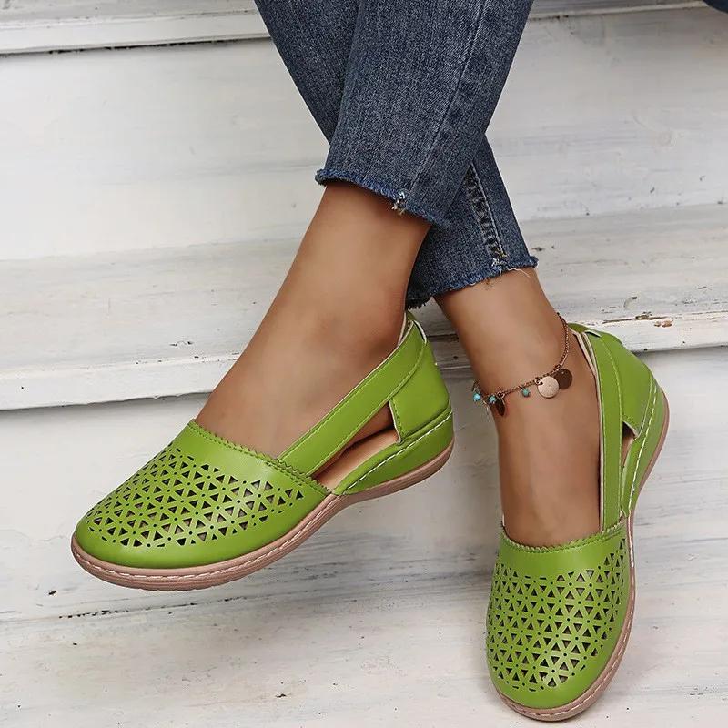 Women's Summer Flat Round Toe Sandals  New Retro Button Sandals Comfy Mary Jane Comfortable Shoes for Women Plus Size 43