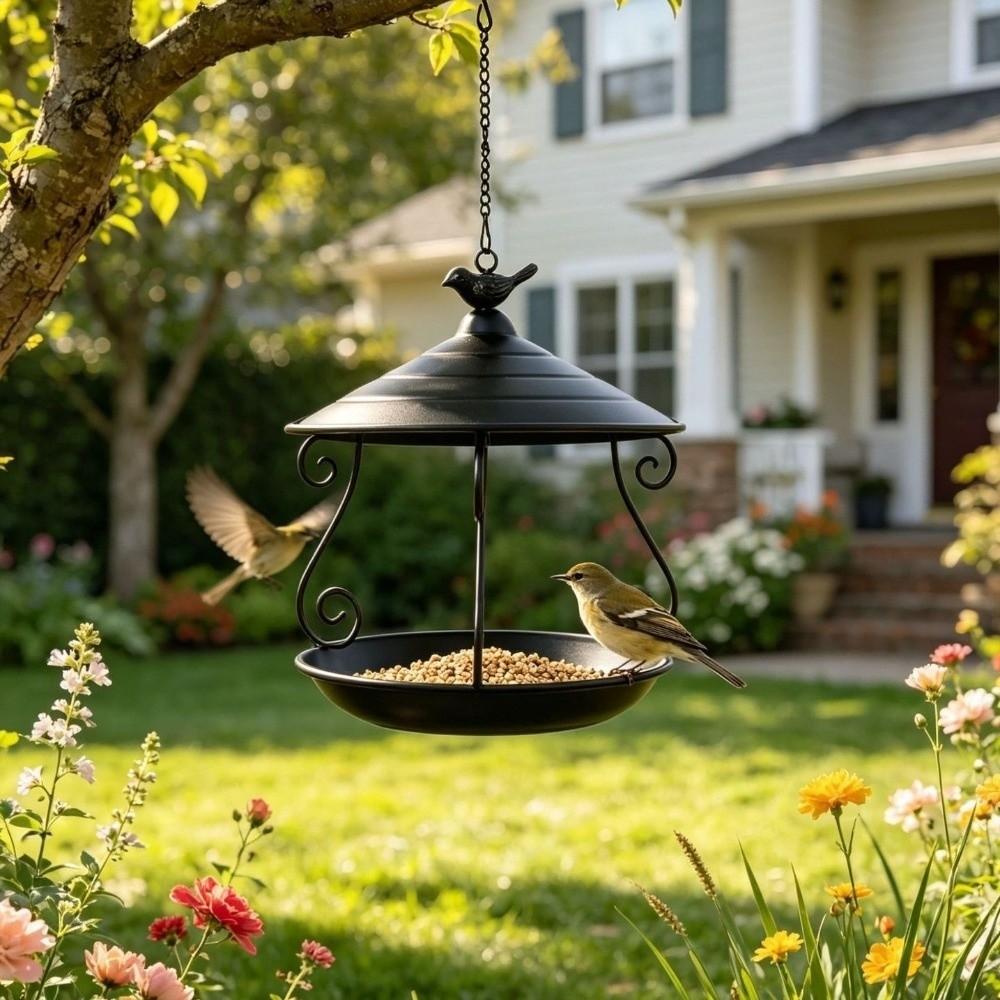 Outdoor Hanging Metal Bird Feeder Weather Resistant Hanging Bird Bath Bird Feeder Bowl Wild Birds