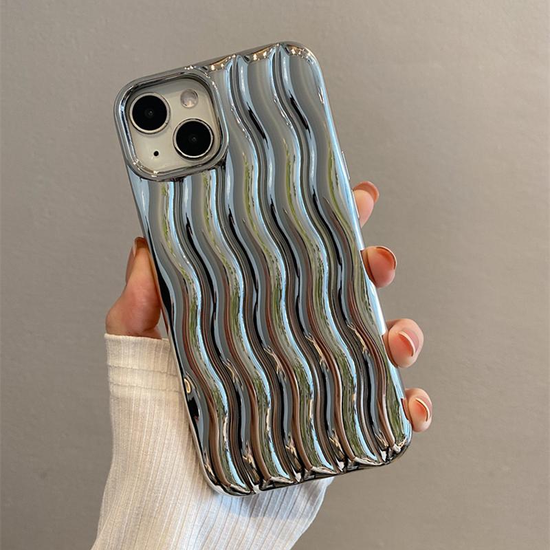 Роскошный серебряный гальванический чехол с 3d волнистым покрытием для Iphone 14 Pro Max 13 12 11 14 Plus с фиолетовым противоударным покрытием