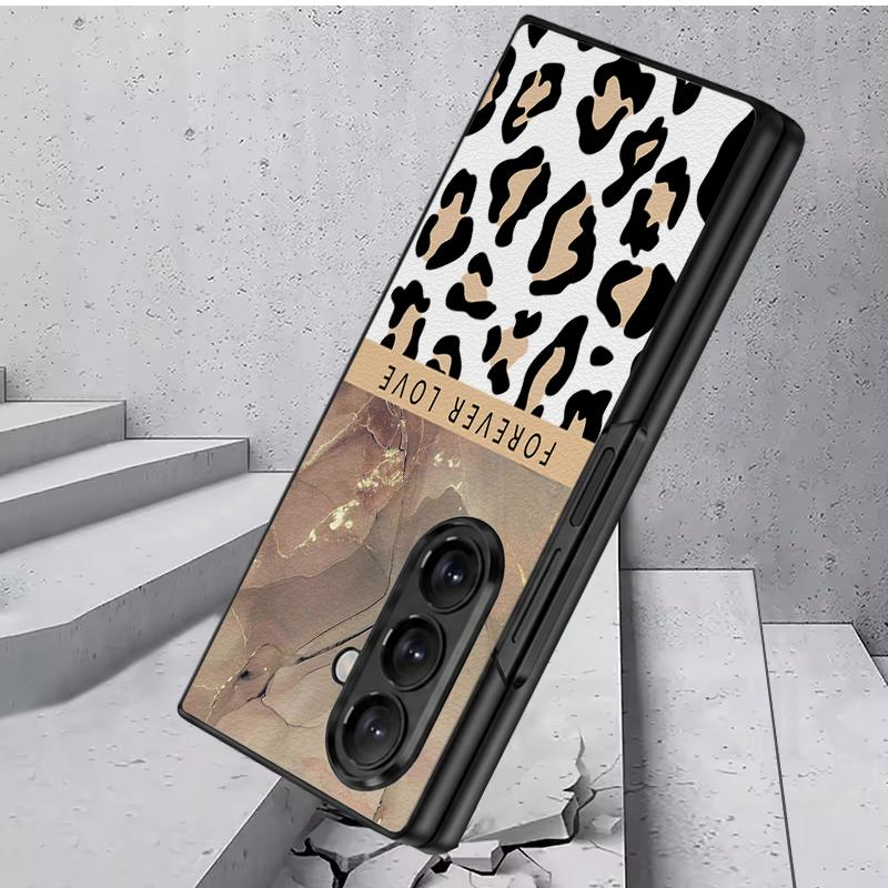 Чехол с леопардовым принтом для Samsung Galaxy Z Fold 8 Ultra 7 6 5 Fold8 Fold7 Fold6 Роскошная кожаная накладка Жесткая складная крышка для телефона