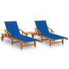 VidaXL Sun Loungers 2 Pcs with Table and Cushions Solid Acacia
