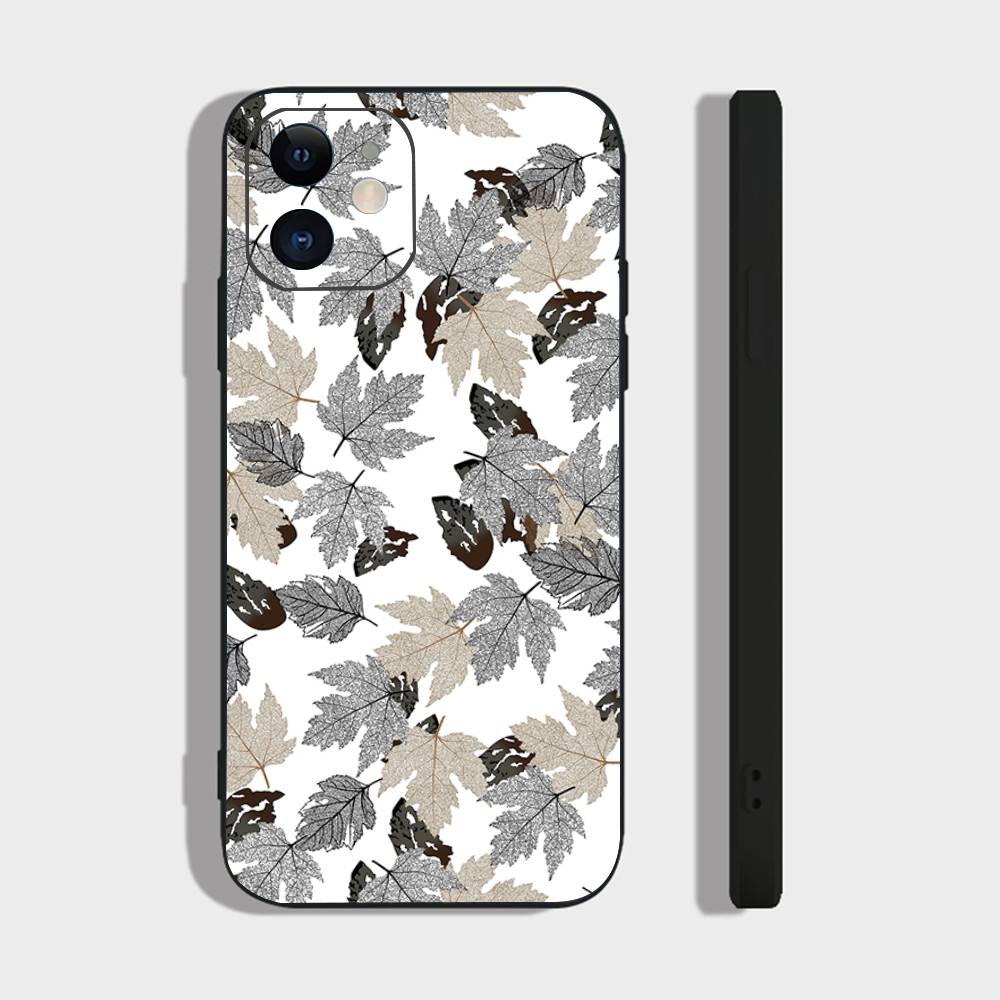 Autumn Maple Leaf Decoration Phone Case For IPhone 17 Air 16 15 14 13 Pro Max 11 12 Black Silicone Cover