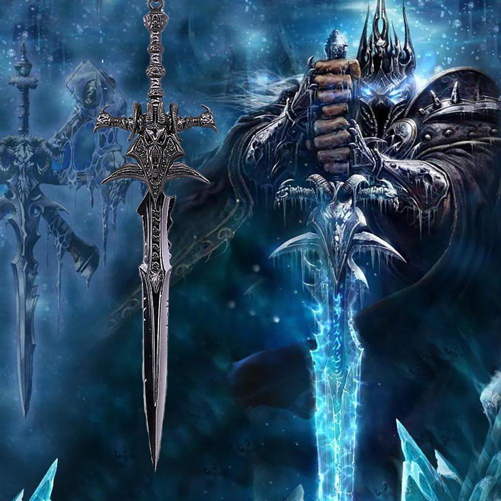 World Of Warcraft Фростморн Брелок-оружие Лич Кинг Сплав Голова Барана Мечи Игровой Периферийный Брелок Для Фанатов Ювелирные Подарки