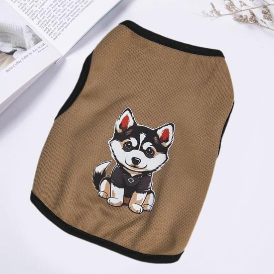 Dog Vest Round Neck Summer Breathable Pet T-shirt Cute Cartoon Animal Print Cat Pullover Pet Fashion Clothes