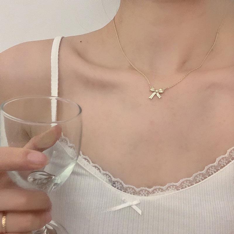 Летнее колье-бант 2025 года в стиле легкой роскоши - Женская простая темпераментная цепочка для ключицы