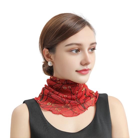 Yousheng Women Floral Chiffon Ring Scarf Neck Guard False Collar Elastic Bib Wraps Travel Scarf Versatile Accessory