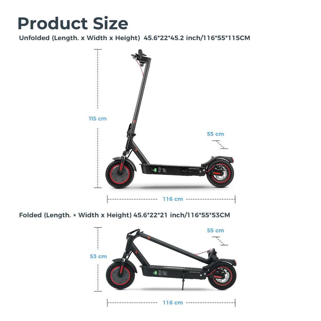 iScooter i9MAX 10'' Honeycomb Tire Electric Scooter Motor 500W Battery 36V/10AH Max Speed 30KM/H Foldable Commuting Lightweight