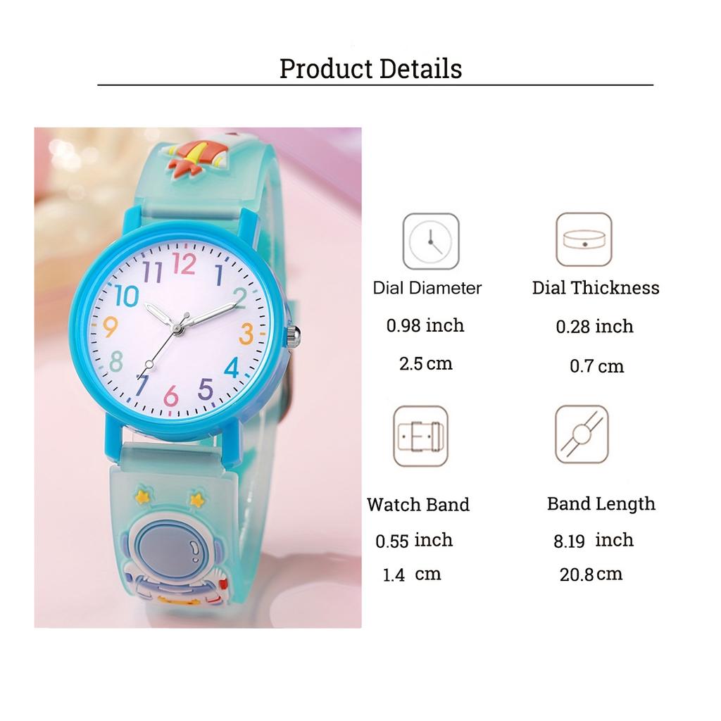 Astronaut children's watch cute cartoon color scale, suitable for daily, campus, birthday, Christmas gifts