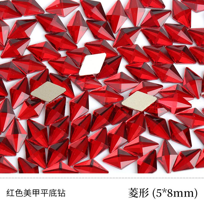 Red Nail Art Jewelry Drill Flat Bottom Special-Shaped Drill Water Drop Horse Eye New Year'S Red Nail Glass Sticker Drill