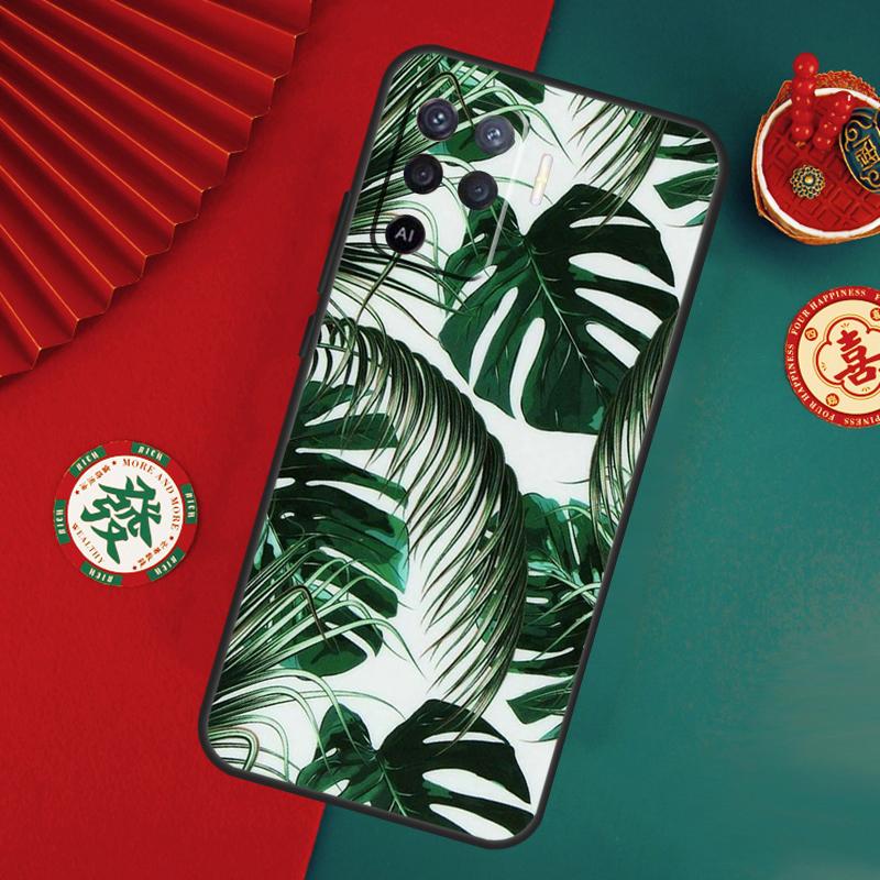 Тропический Зеленый Лист Растения Для OPPO A17 A16 A15 A54 A74 A94 A53S A57S A77 A52 A72 A5 A9 A53 A76 A96 A58 A78 A98 Чехол