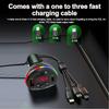 Car Bluetooth 5.0 FM Transmitter PD USB Car Charger MP3 Modulator Player Handsfree Audio Receiver With 3 In 1 Charge Cable for IPhone Huawei Xiaomi