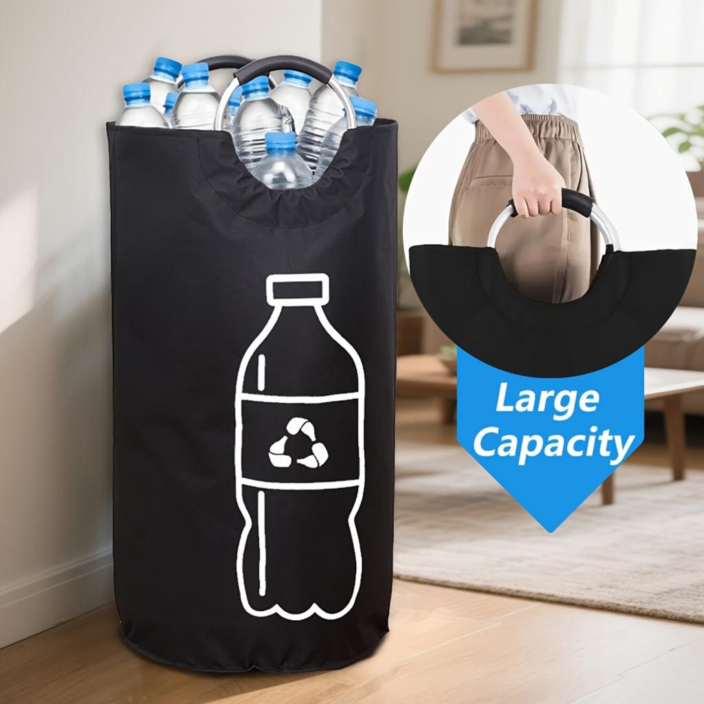 Extra Large Capacity Foldable Recycling  For Home - Cylindrical Open-Top Design, Multi-Purpose Storage Basket For Plastic Bottles, Space-Saving