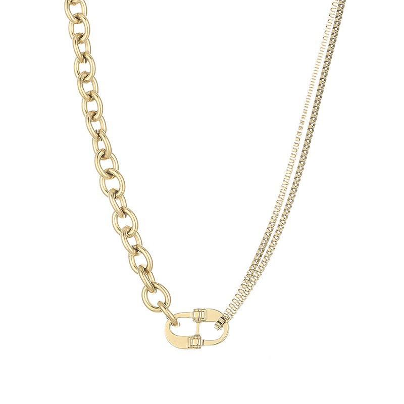 Универсальное ожерелье из титановой стали с позолотой PVD из нержавеющей стали с грубым плетением, модная цепочка для ключей