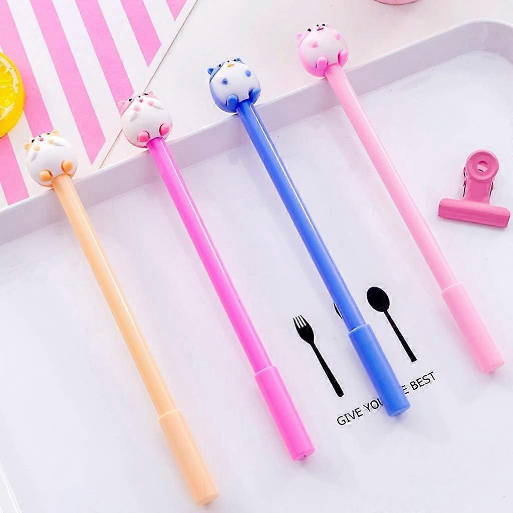 4pcs 0.5mm Kawaii Hamster Gel Pen Signature Neutral Pens Stationery