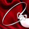 925 Silver Double Heart Adjustable Cuff Bracelets Bangles For Women Fine Jewelry Gifts
