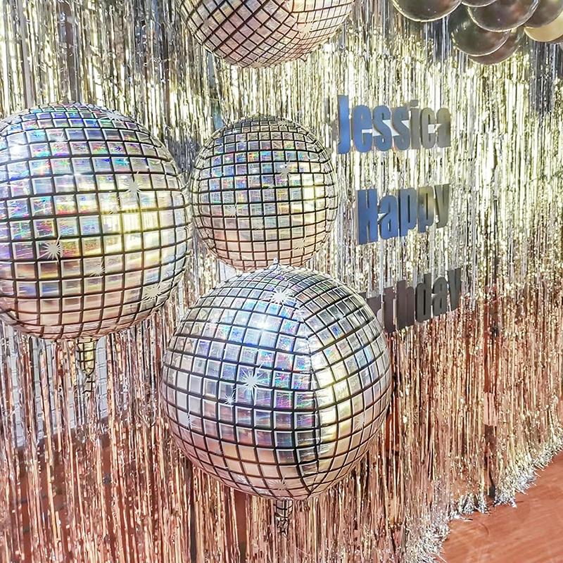 22 шт. воздушный шар из фольги для дискотек, многоразовые круглые металлические шары на 360°