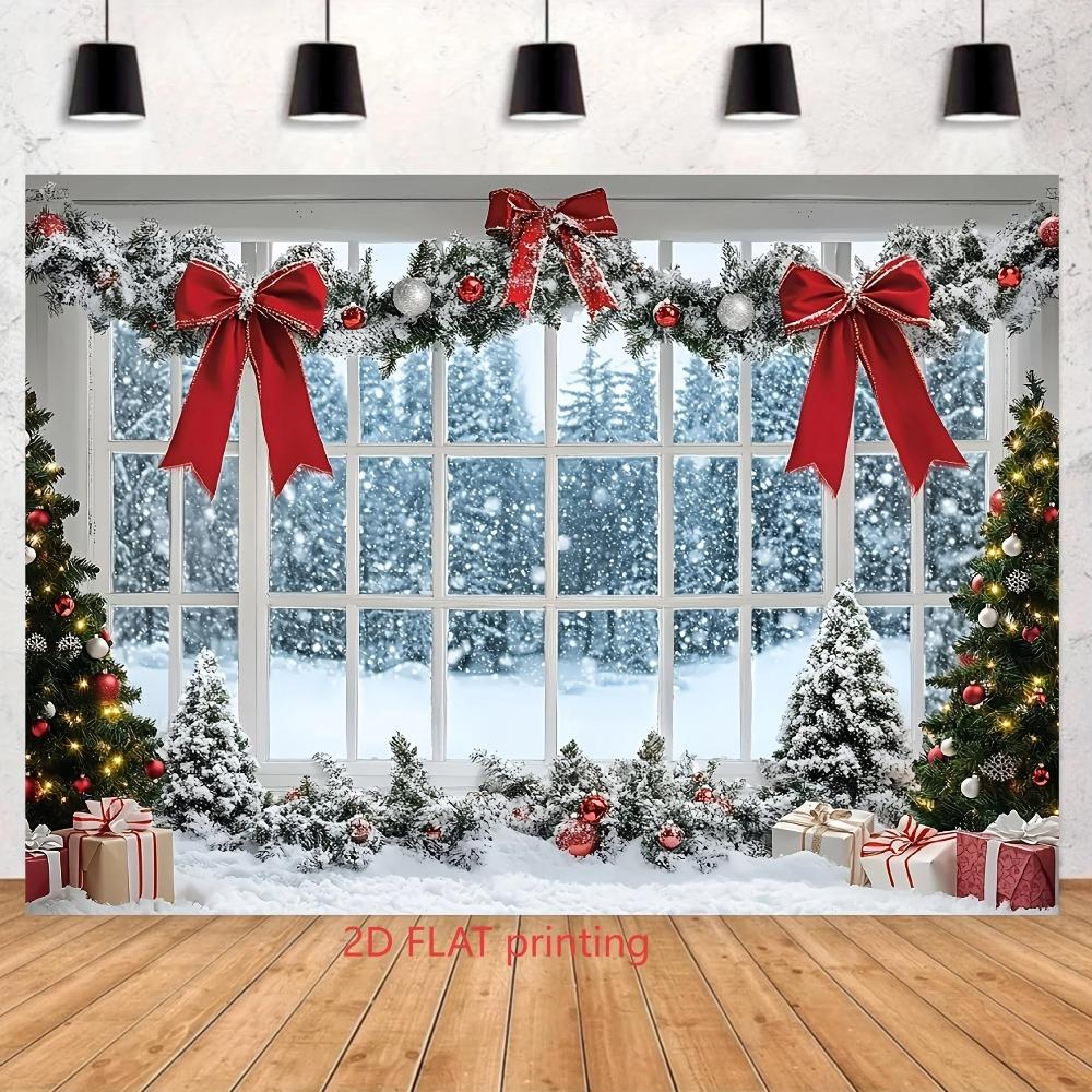 Winter Christmas Tree Gift Snow Themed Banner Decoration Background Cloth Christmas Party Home Decoration Photography Backdrop