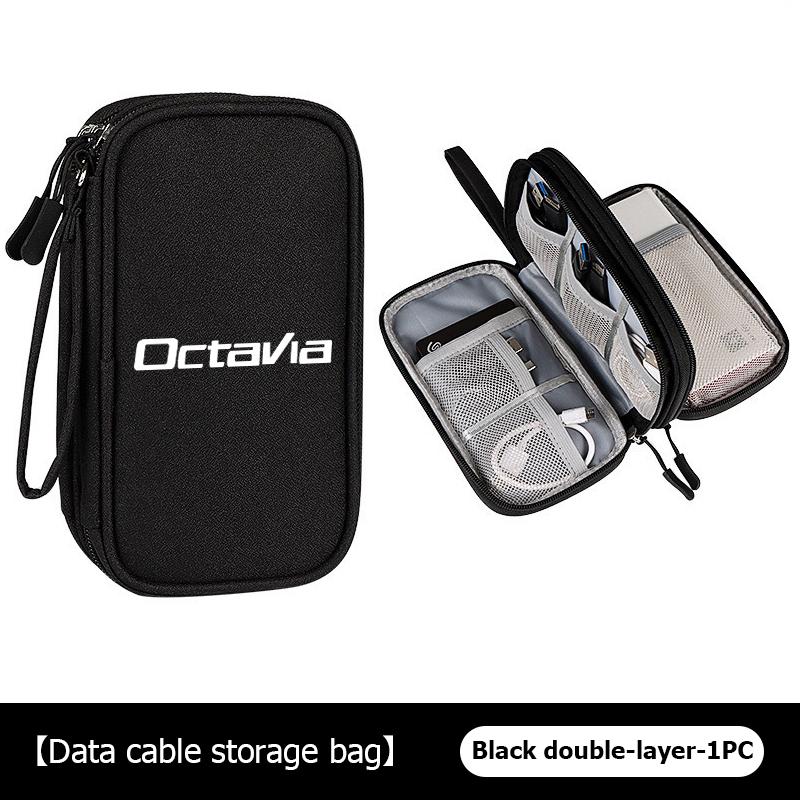 rjhwp8 Car Styling Digital Storage Bag Oxford Cloth Cable Tools Travel Purse For Skoda Kodiaq Fabia Kamiq Karoq Octavia 2 3 Rapid Scala