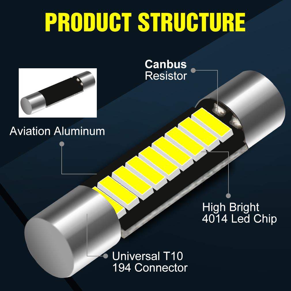 1 шт. без ошибок C5W C10W T6 светодиодная лампа 6641 28 мм 31 мм 9SMD 4014 салон автомобиля чтение гирлянда купол косметическое зеркало свет солнцезащитный козырек предохранитель авто лампа