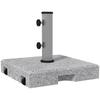 Granite Parasol Base. 28kg Heavy Duty Square Umbrella Stand with Wheels. Retractable Handle. Stainless Steel Tube. Grey