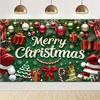 Зеленый Красный Веселый Рождественский Фон Санта Снеговик Большой Баннер Уличные Украшения Для Дома И Сада Для Рождественской Вечеринки Новогодние Декорации