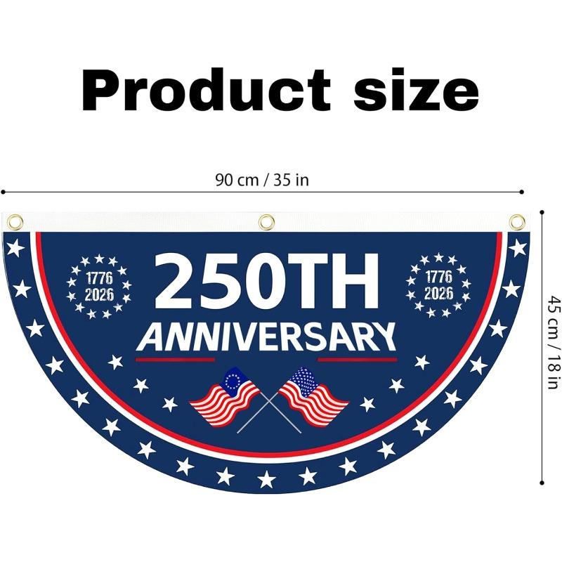 2PCS 250th Anniversary USA Flag, 1776-2026 Fan Flags,American Anniversary Flag for Wall, Front Door, Porch Outdoor Decorations