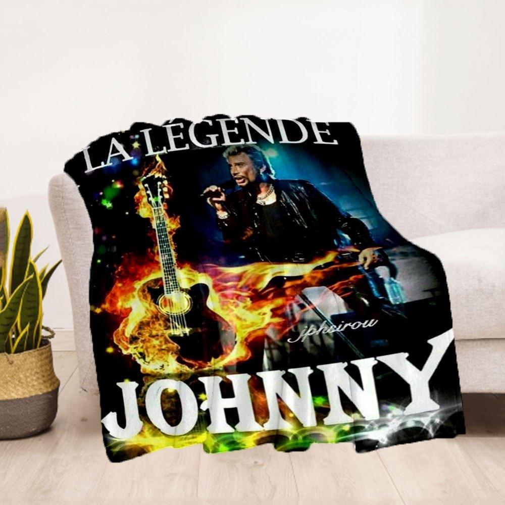 "La Légende Johnny: Fire & Passion Concert Poster"Blanket Flannel Throw Blanket for Sofa, Bed, Travel, Camping, Office, Couch, Chair, And Be
