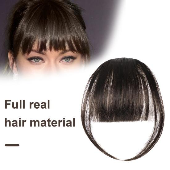 Bangs Wing Clip Hair Extension Soft Natural Straight Anti-slip Reusable Dark Brown Wispy Bangs Fringe Women Dress-up Hairpieces