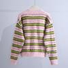 Женский милый однобортный полосатый кардиган, пальто, повседневный утолщенный теплый свитер с V-образным вырезом, осенне-зимняя термовязаная куртка