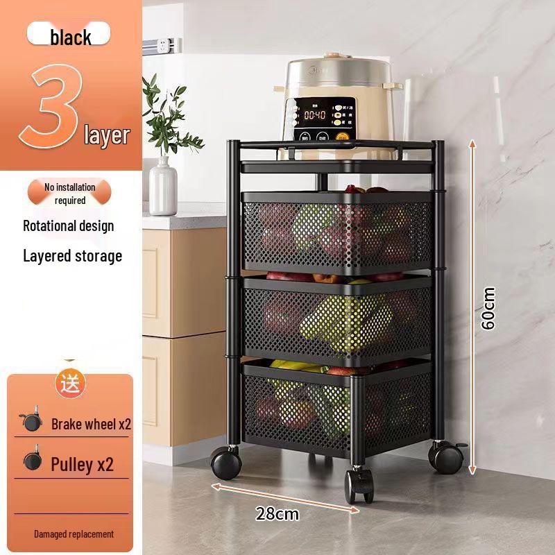 Rotating Multi-Layer Kitchen Storage Rack with Square Frame