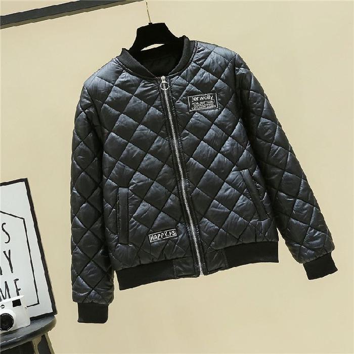 Женская бейсбольная куртка большого размера из легкого хлопка - зимнее облегающее утепленное короткое пальто 2023 года